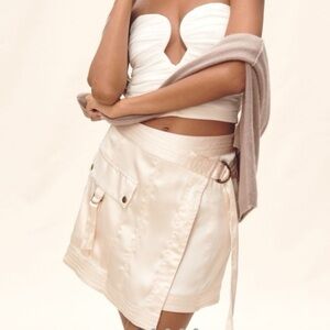 Anthropologie Silky Satin Cargo Utility‎ Mini Skirt NWT